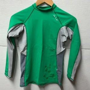 NRS Hydrosilk Long Sleeve Rash Guard UPF 50 Green Women's XS Flower Design GUC